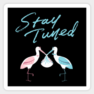 Mother's To Be, New Moms, Baby Announcement Cute, Storks, Stay Tuned  Design Sticker